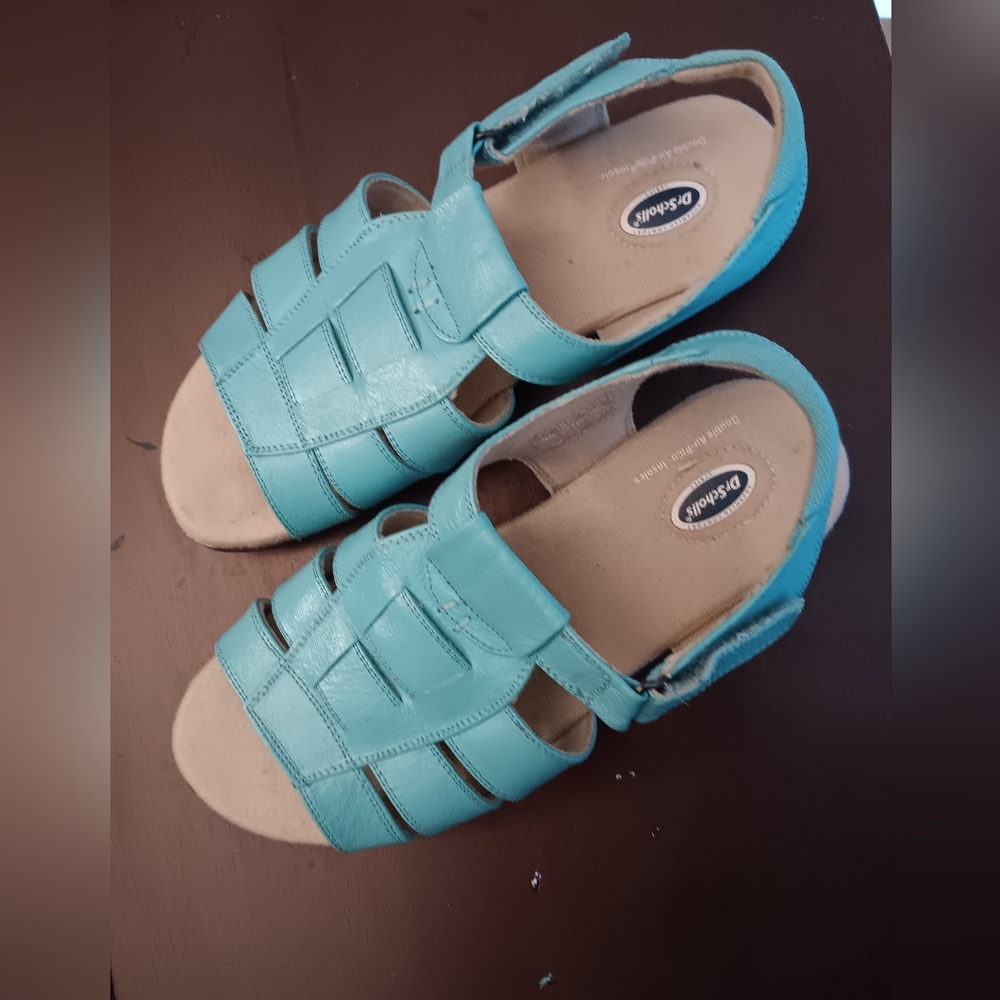 Dr. Scholl's Women's Leather 7.5 W Leather Teal Sandals